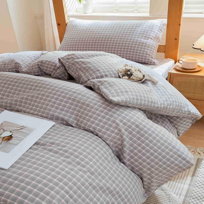 91家纺网 家纺一手货源 找家纺 棉小二 2024新款全棉水洗棉学生宿舍三四件套 维多利-灰