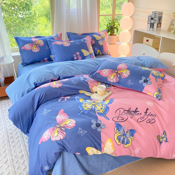 91家纺网 家纺一手货源 找家纺 2025新款植物羊绒大板磨毛活性印花四件套暮雨江南