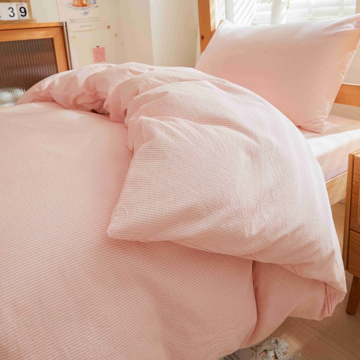 91家纺网 家纺一手货源 找家纺 棉小二 2024新款全棉水洗棉学生宿舍三四件套 米条-粉