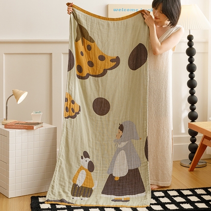 91家纺网 家纺一手货源 找家纺 （总）麻依 2024新款四层全棉纱布浴巾沙发巾休闲旅行毯子80*160cm