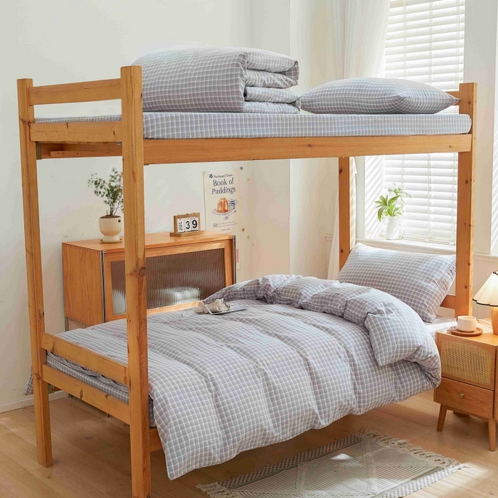 91家纺网 家纺一手货源 找家纺 棉小二 2024新款全棉水洗棉学生宿舍三四件套 维多利-灰