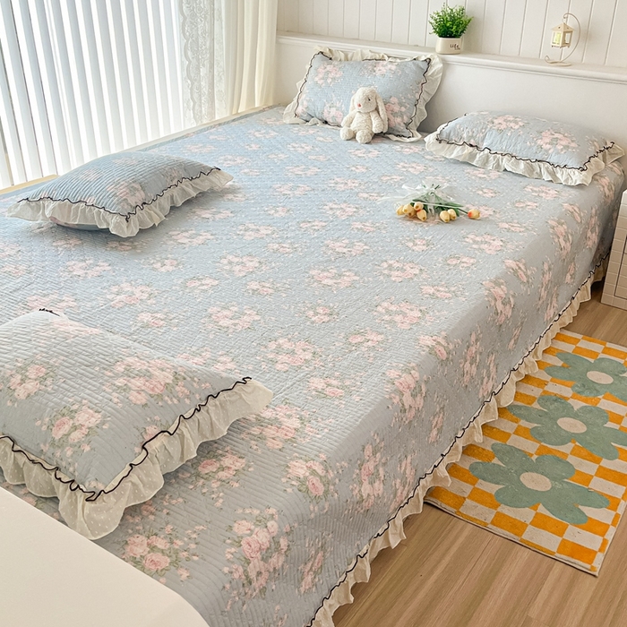 91家纺网 家纺一手货源 找家纺 暖居 2024纯棉榻榻米四件套单件农村大炕盖支持定制绗缝防滑单件纯棉床单四季通用 春歌