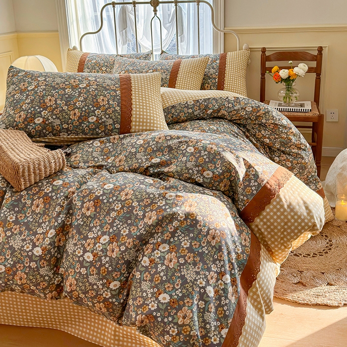 91家纺网 家纺一手货源 找家纺 安莱生活 2024新款全棉韩式小碎花系列四件套 花枝语