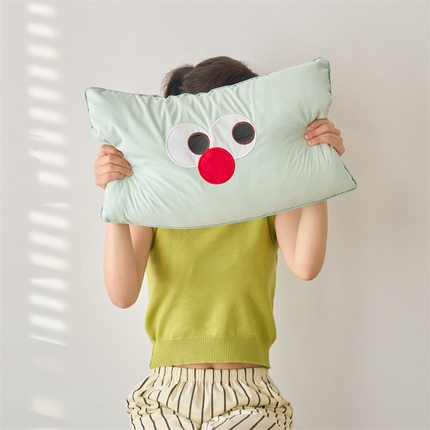 91家纺网 家纺一手货源 找家纺 （总）2024新款ins风多巴胺全棉枕套大眼睛可拆洗全荞麦枕35×55CM单人枕