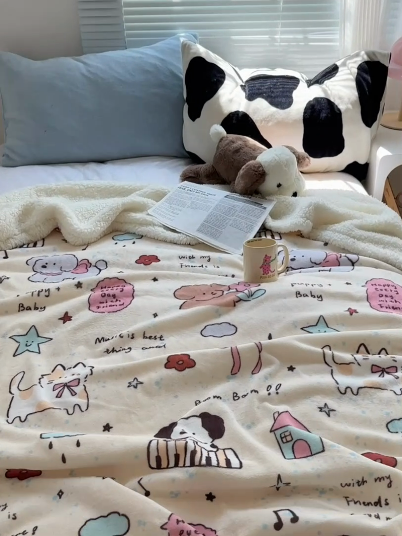 91家纺网 家纺一手货源 找家纺 萝莉家纺 2024秋冬新款多功能加厚牛奶绒羊羔绒多功能毛毯 梦幻乐园