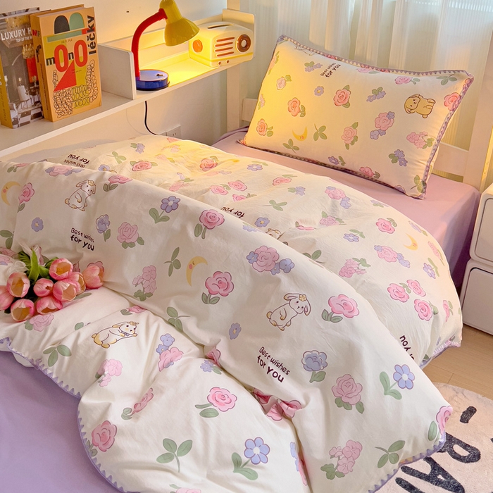 91家纺网 家纺一手货源 找家纺 贝扬思家纺 2024新款贝壳绣水洗双层纱系列-8月新品（学生三件套） 半眠日记