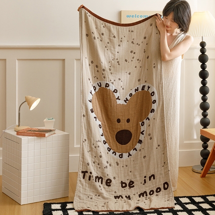 91家纺网 家纺一手货源 找家纺 （总）麻依 2024新款四层全棉纱布浴巾沙发巾休闲旅行毯子80*160cm