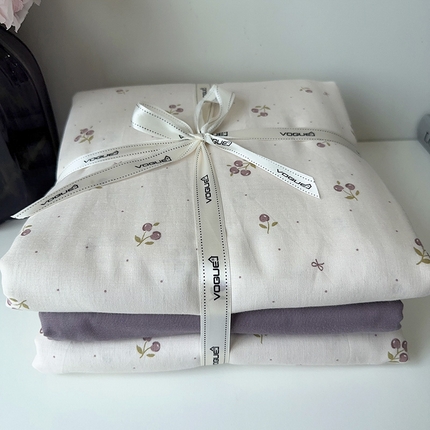 91家纺网 家纺一手货源 找家纺 （总）麦伦家居 2024春夏新品全棉有氧双层纱印花系列四件套（叠拍图）