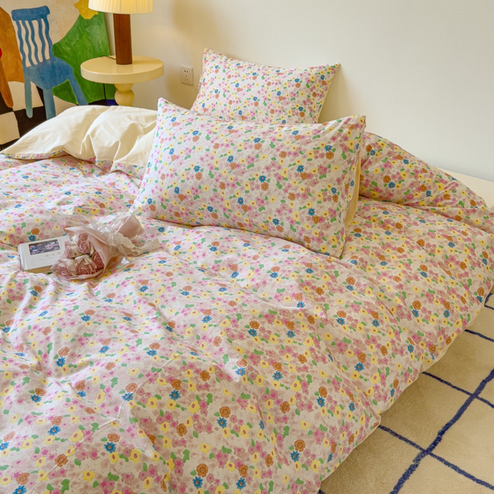 91家纺网 家纺一手货源 找家纺 感遇家纺 2024新款全棉印花四件套 悠悠花海