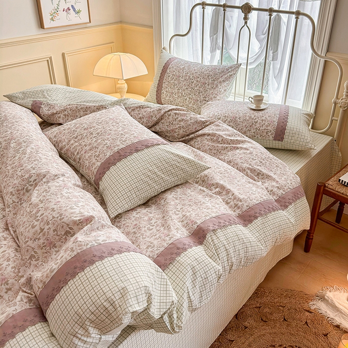 91家纺网 家纺一手货源 找家纺 安莱生活 2024新款全棉韩式小碎花系列四件套 遐想