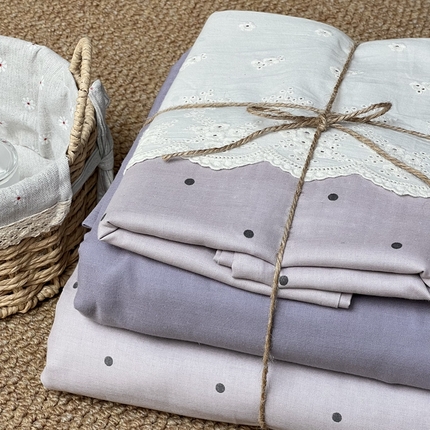 2024新款全棉印花双层纱四件套--蕾丝花边款 多肉葡萄