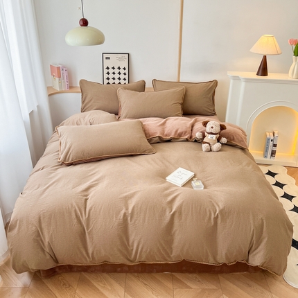 91家纺网 家纺一手货源 找家纺 （总）柠馨 2024新款简约时尚全棉牛奶绒棉绒四件套