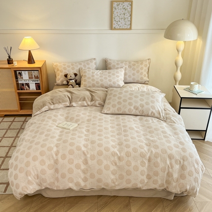 91家纺网 家纺一手货源 找家纺 （总）柠馨 2024新款轻奢全棉三层纱牛奶绒棉绒加厚保暖四件套