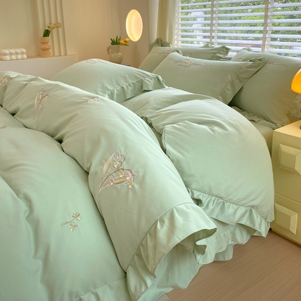 帛缔思 2024新款A类铂金棉水洗棉四件套-春日初妆 春日初妆-嫩绿