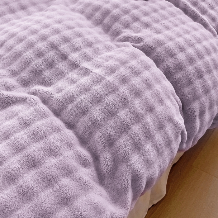 91家纺网 家纺一手货源 找家纺 琪琪阁家纺 2024新款牛奶绒泡泡绒单被套 香芋紫