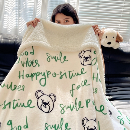 91家纺网 家纺一手货源 找家纺 萝莉家纺 2024秋冬新款多功能加厚牛奶绒羊羔绒多功能毛毯 字母熊