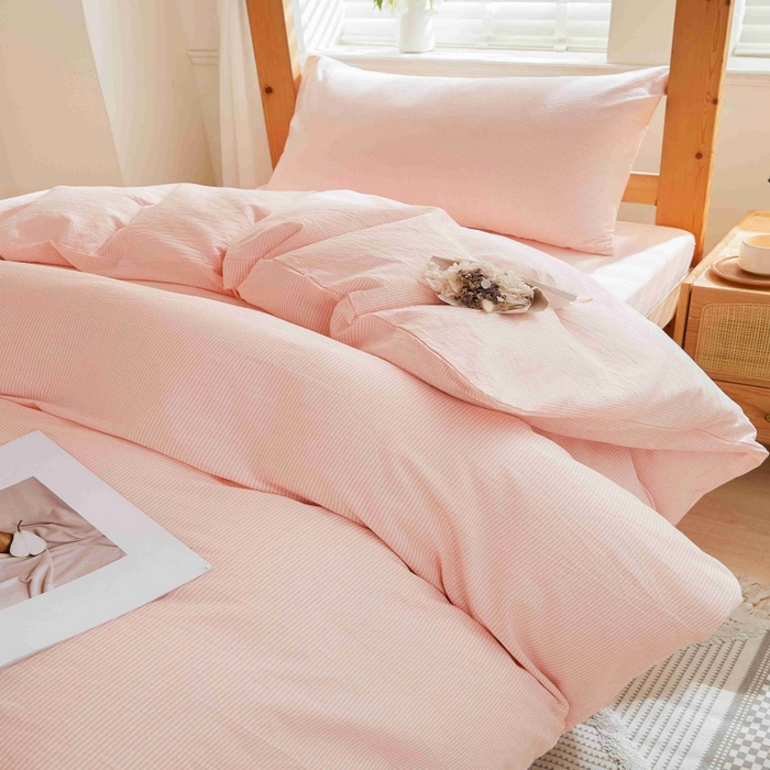 91家纺网 家纺一手货源 找家纺 棉小二 2024新款全棉水洗棉学生宿舍三四件套 米条-粉