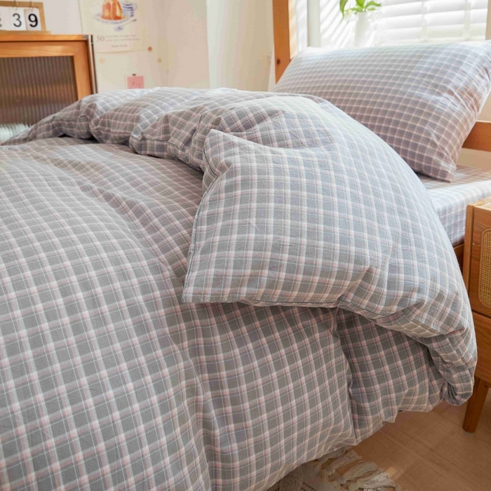 91家纺网 家纺一手货源 找家纺 棉小二 2024新款全棉水洗棉学生宿舍三四件套 维多利-灰