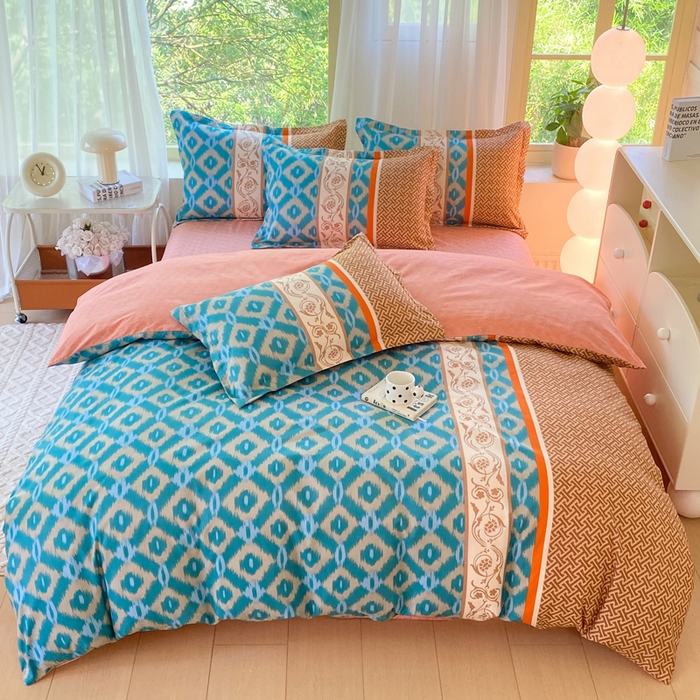 91家纺网 家纺一手货源 找家纺 2025新款植物羊绒大板磨毛活性印花四件套邂逅阳光