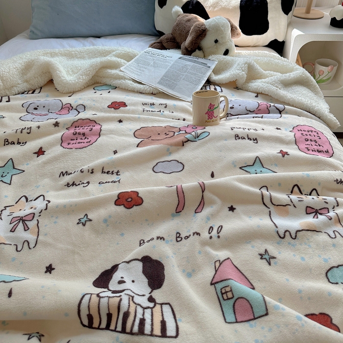 91家纺网 家纺一手货源 找家纺 萝莉家纺 2024秋冬新款多功能加厚牛奶绒羊羔绒多功能毛毯 梦幻乐园