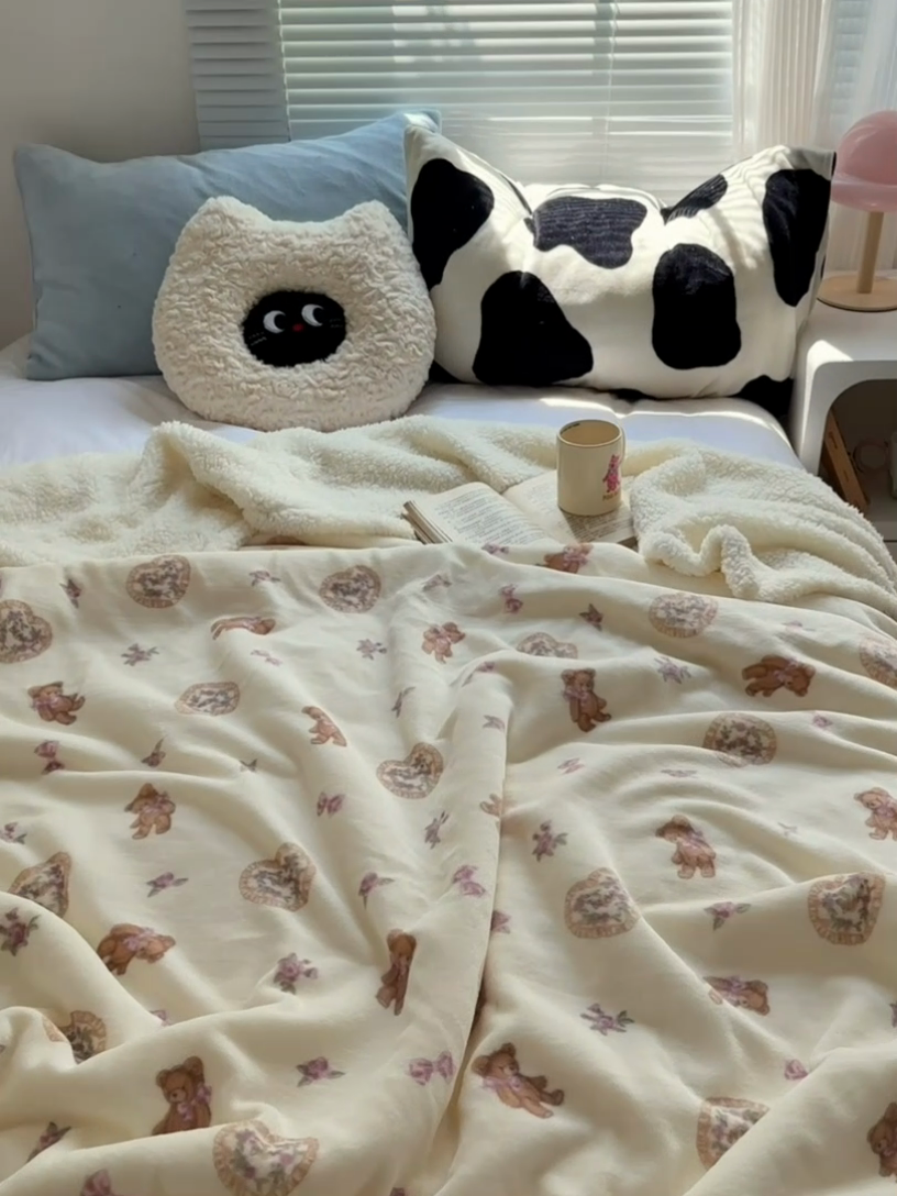 91家纺网 家纺一手货源 找家纺 萝莉家纺 2024秋冬新款多功能加厚牛奶绒羊羔绒多功能毛毯 花束熊