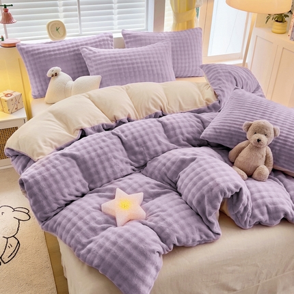 琪琪阁家纺 2024新款牛奶绒泡泡绒单被套 香芋紫