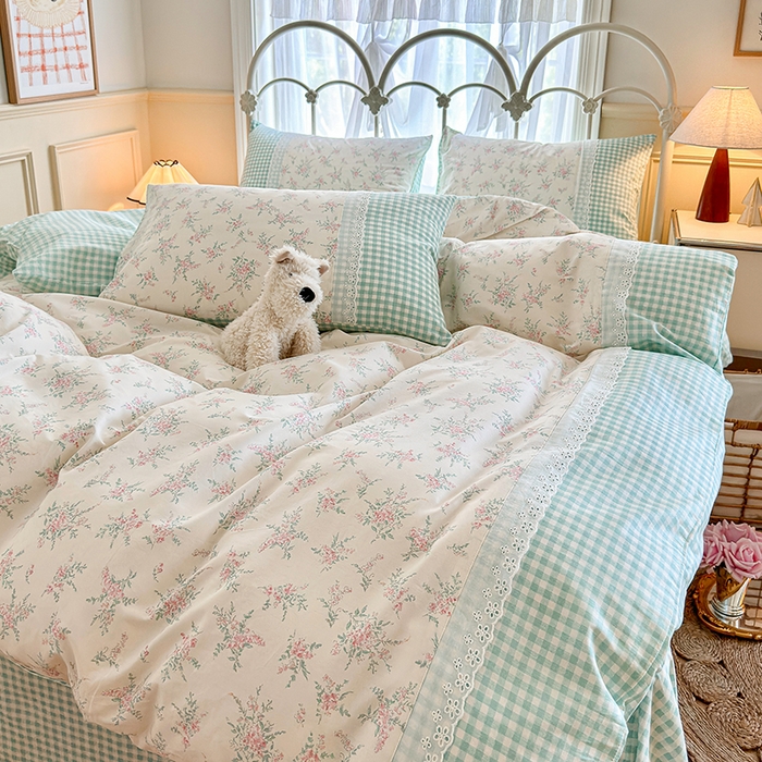 91家纺网 家纺一手货源 找家纺 安莱生活 2024新款全棉韩式小碎花系列四件套 初恋花束