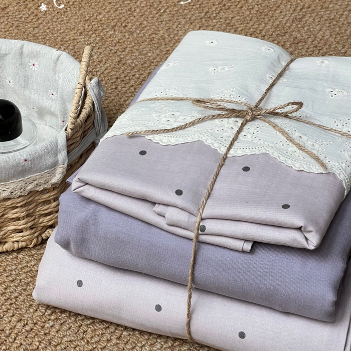 91家纺网 家纺一手货源 找家纺 2024新款全棉印花双层纱四件套--蕾丝花边款 多肉葡萄