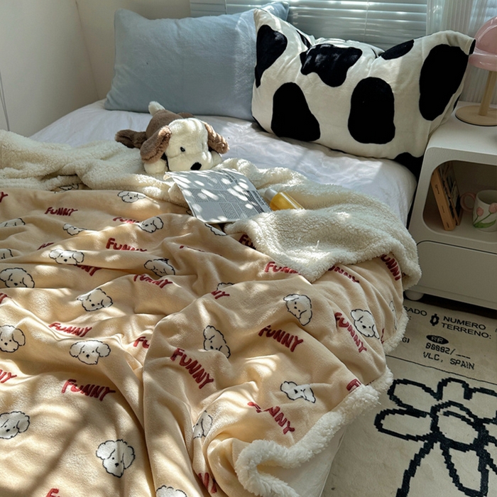 91家纺网 家纺一手货源 找家纺 萝莉家纺 2024秋冬新款多功能加厚牛奶绒羊羔绒多功能毛毯 乐趣狗