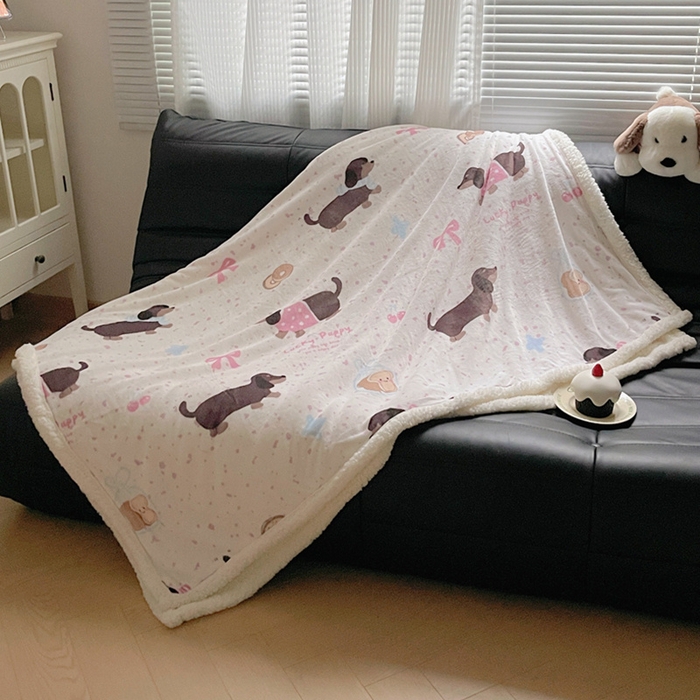 91家纺网 家纺一手货源 找家纺 萝莉家纺 2024秋冬新款多功能加厚牛奶绒羊羔绒多功能毛毯 调皮狗