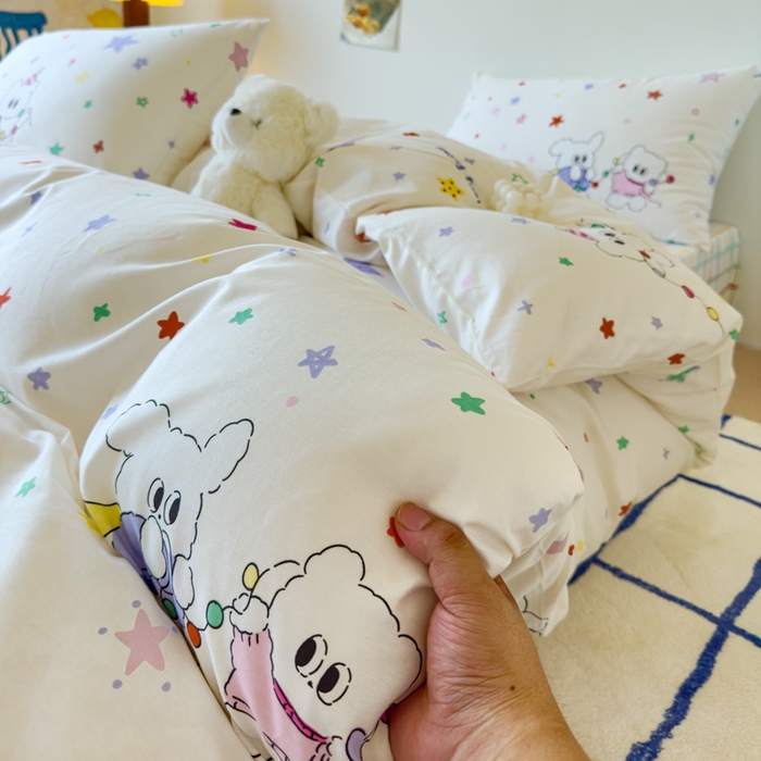 91家纺网 家纺一手货源 找家纺 感遇家纺 2024新款全棉印花四件套 五彩星