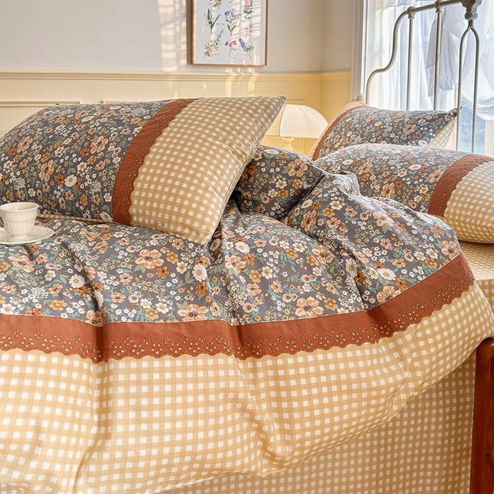 91家纺网 家纺一手货源 找家纺 安莱生活 2024新款全棉韩式小碎花系列四件套 花枝语