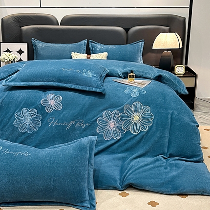 91家纺网 家纺一手货源 找家纺 （总）陌乘坊家纺 2024新款高克重牛奶绒刺绣四件套-百合系列