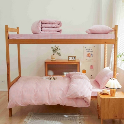 91家纺网 家纺一手货源 找家纺 （总）棉小二 2024新款简约风纯棉全棉色织水洗棉学生三件套宿舍三件套四件套