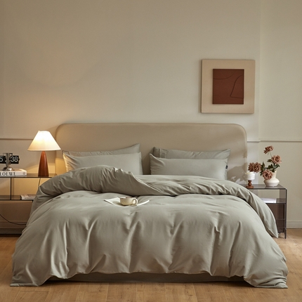 91家纺网 家纺一手货源 找家纺 拼社家纺  全棉加厚磨毛四件套纯棉刺绣活性床上用品（提供买家秀） 浅棕灰