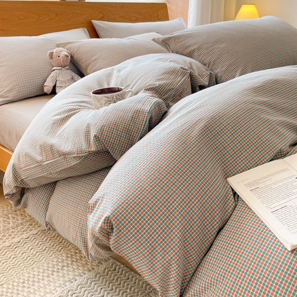 棉小二 2024新款直播爆款日系简约风全棉色织水洗棉四件套纯棉四件套全棉四件套 安卡拉-棕