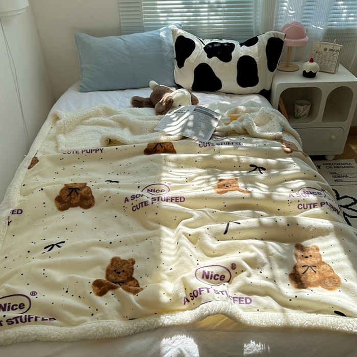 91家纺网 家纺一手货源 找家纺 萝莉家纺 2024秋冬新款多功能加厚牛奶绒羊羔绒多功能毛毯 毛绒熊