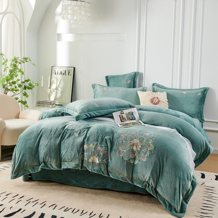 91家纺网 家纺一手货源 找家纺 （总）昊翔2024新款牛奶绒刺绣四件套