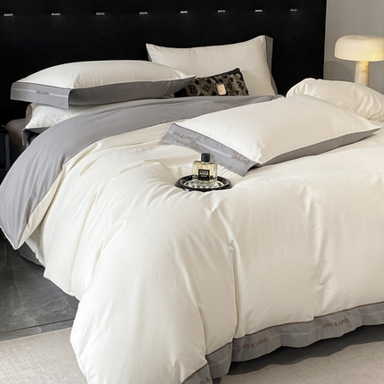 91家纺网 家纺一手货源 找家纺 （总）更细腻全棉长绒棉磨毛四件套不掉毛纯棉刺绣磨毛四件套高端礼盒装--兰町系列