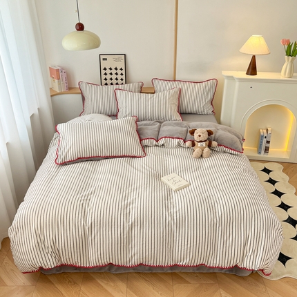 91家纺网 家纺一手货源 找家纺 （总）柠馨 2024新款简约时尚全棉牛奶绒棉绒四件套