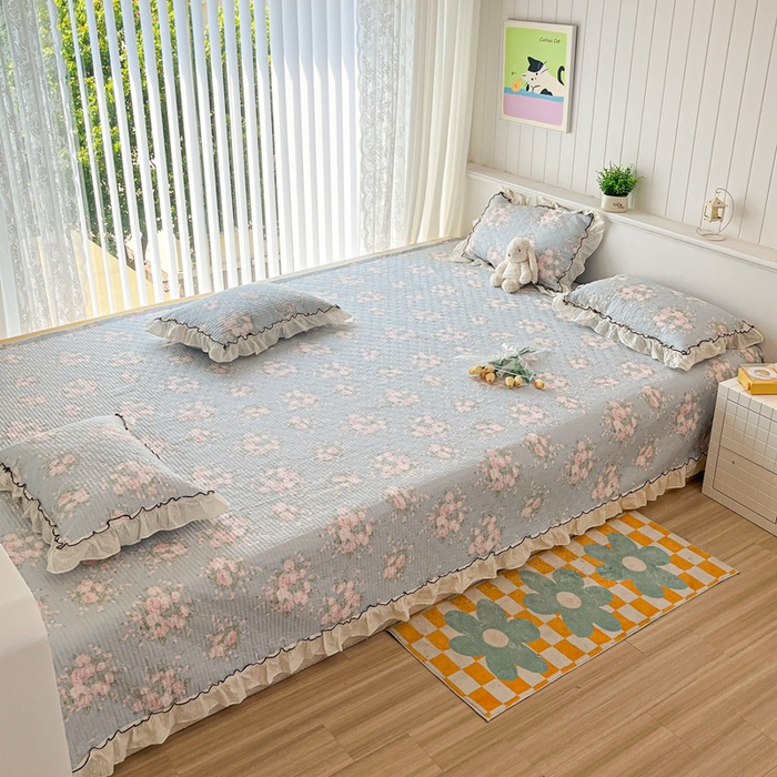 91家纺网 家纺一手货源 找家纺 暖居 2024纯棉榻榻米四件套单件农村大炕盖支持定制绗缝防滑单件纯棉床单四季通用 春歌