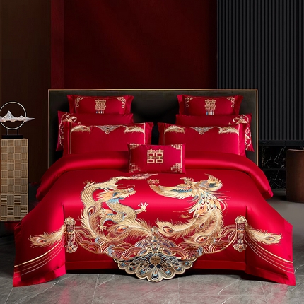 91家纺网 家纺一手货源 找家纺 （总）千禧家纺 2024新款双面长绒棉绣花婚庆多件套