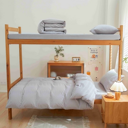 91家纺网 家纺一手货源 找家纺 （总）棉小二 2024新款简约风纯棉全棉色织水洗棉学生三件套宿舍三件套四件套