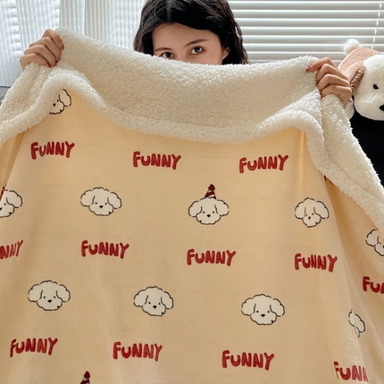 萝莉家纺 2024秋冬新款多功能加厚牛奶绒羊羔绒多功能毛毯 乐趣狗