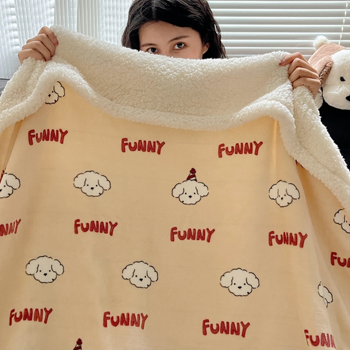 91家纺网 家纺一手货源 找家纺 萝莉家纺 2024秋冬新款多功能加厚牛奶绒羊羔绒多功能毛毯 乐趣狗