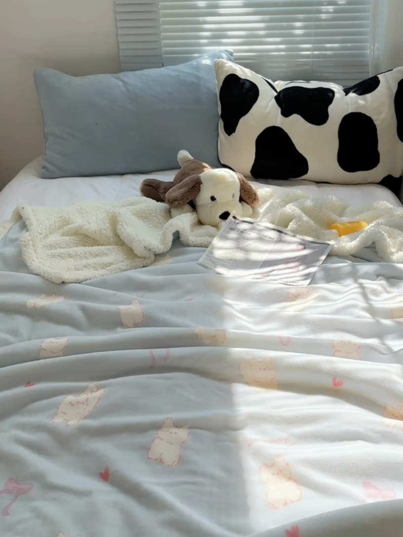 91家纺网 家纺一手货源 找家纺 萝莉家纺 2024秋冬新款多功能加厚牛奶绒羊羔绒多功能毛毯 快乐猫