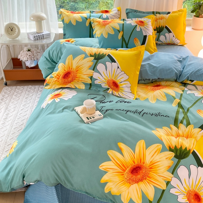 91家纺网 家纺一手货源 找家纺 2025新款植物羊绒大板磨毛活性印花四件套清香