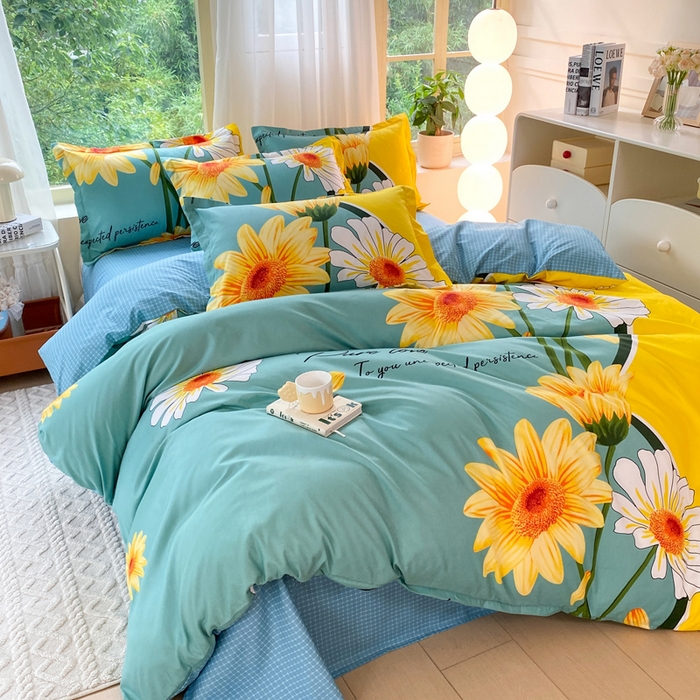 91家纺网 家纺一手货源 找家纺 2025新款植物羊绒大板磨毛活性印花四件套清香