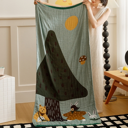 91家纺网 家纺一手货源 找家纺 （总）麻依 2024新款四层全棉纱布浴巾沙发巾休闲旅行毯子80*160cm