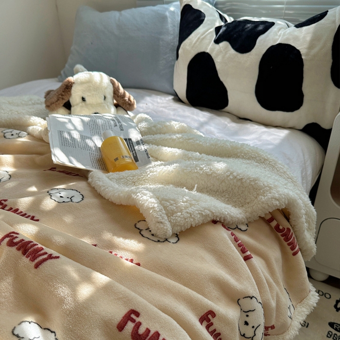91家纺网 家纺一手货源 找家纺 萝莉家纺 2024秋冬新款多功能加厚牛奶绒羊羔绒多功能毛毯 乐趣狗